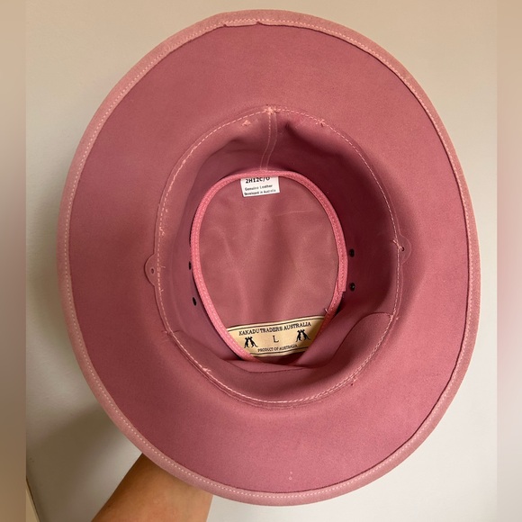 Kakadu Traders Australia 100% Leather Fedora Western Hat Dusty Pink L - Picture 5 of 5